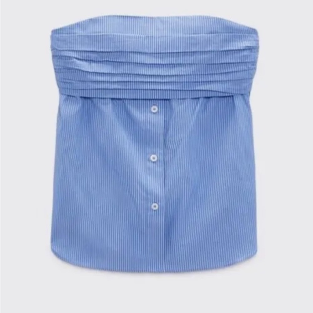 Zara poplin strapless striped top